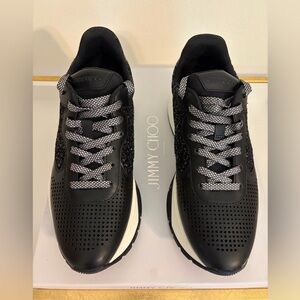 Jimmy Choo Women’s Black Perforated Lace-Up Sneakers